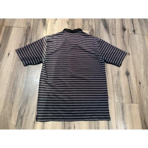 Nike Dry Fit Golf Men’s Medium Dark Gray Striped Short Sleeve Polo Shirt - Picture 2 of 4